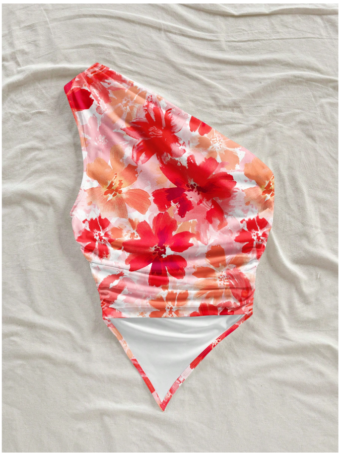 Crop top floral un hombro asimétrico parte inferior - 6060