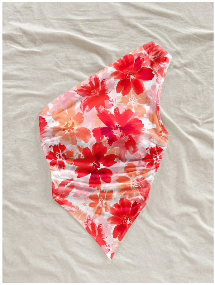Crop top floral un hombro asimétrico parte inferior - 6060
