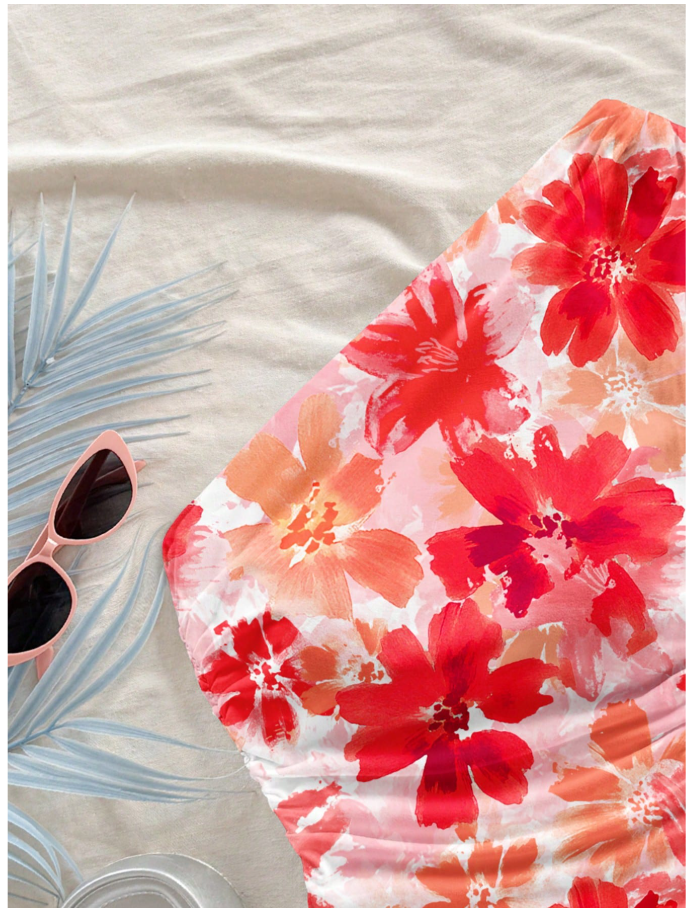 Crop top floral un hombro asimétrico parte inferior - 6060