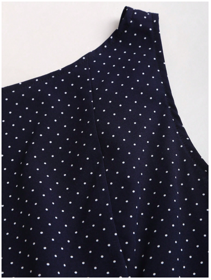 Crop top azul marino lunares blancos 2 formas de uso - 6064
