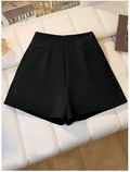 Short negro con pliegues & elástico parte trasera - 6068