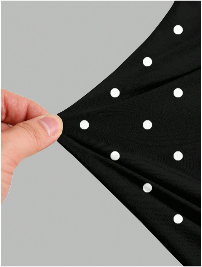 Crop top negro lunares blancos 3 formas de uso - 6074