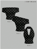 Crop top negro lunares blancos 3 formas de uso - 6074