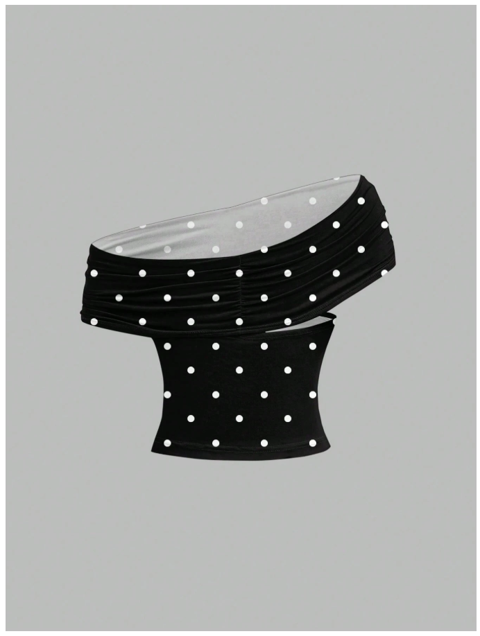 Crop top negro lunares blancos 3 formas de uso - 6074