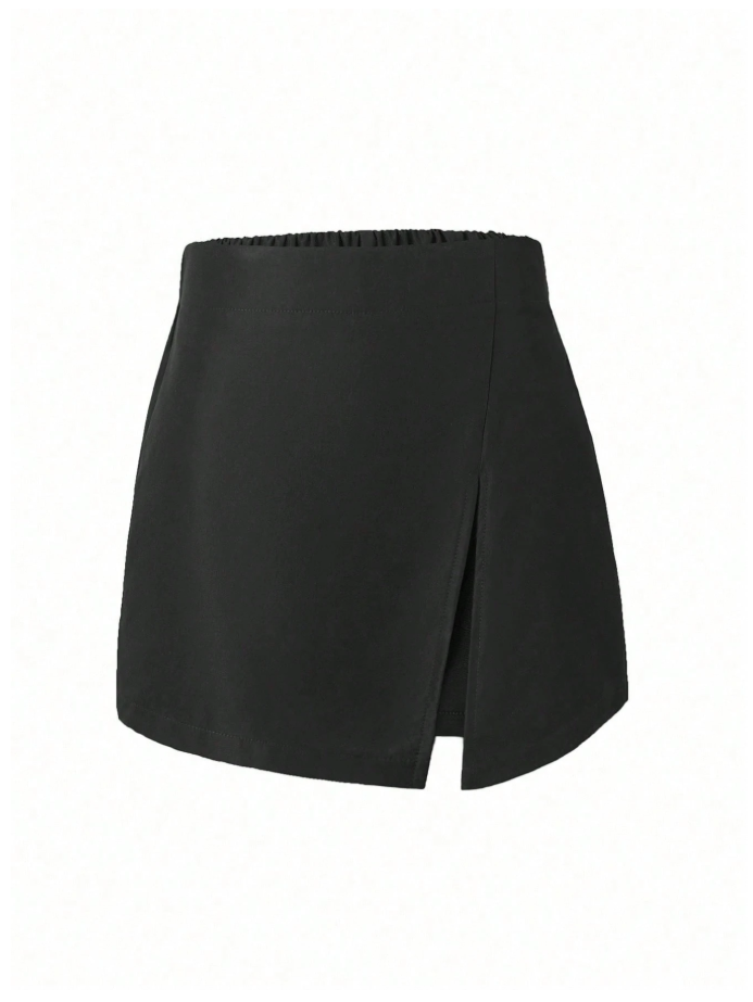 Skort negro abertura en pierna - 6076