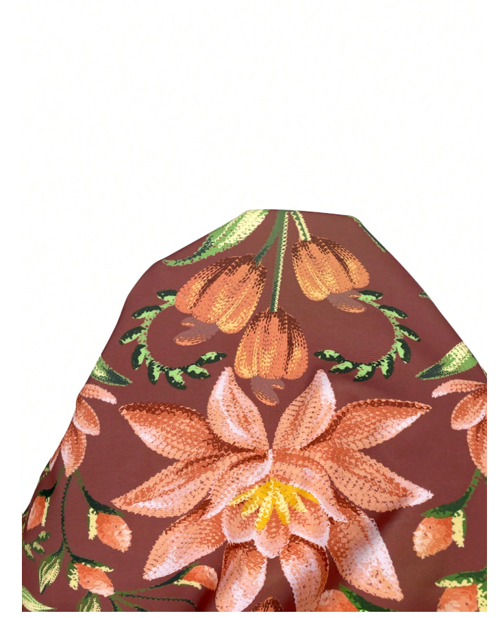 Traje de baño fondo burdeos una pieza estampado floral - 6091