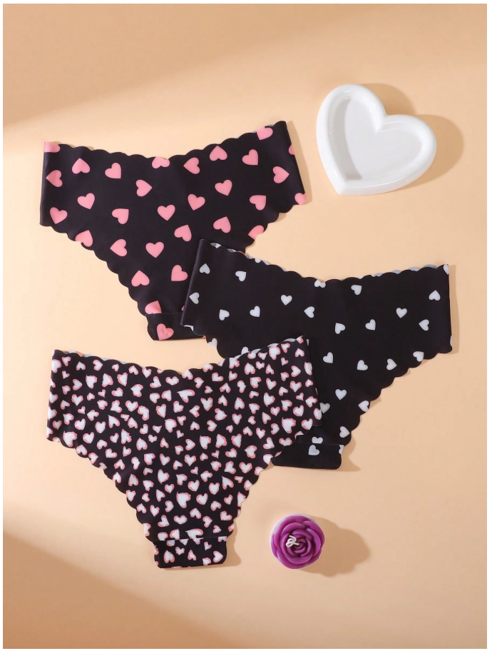 3 pack panty sin costuras estampado corazones - 6113
