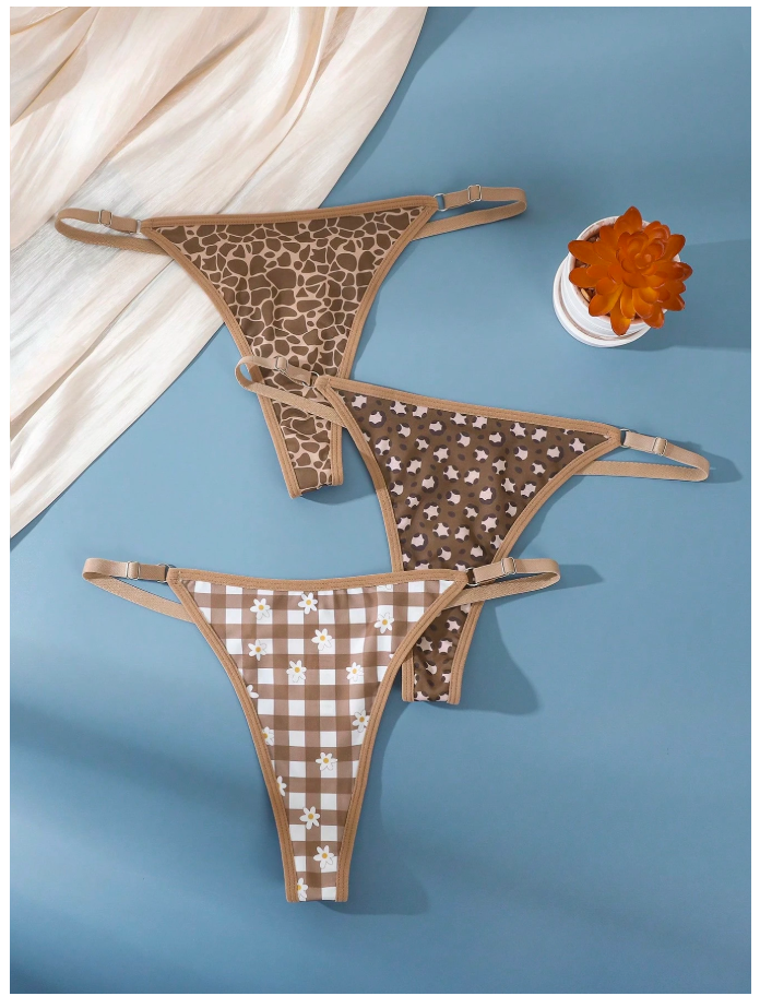 3 pack panty estampados marrones - 6114