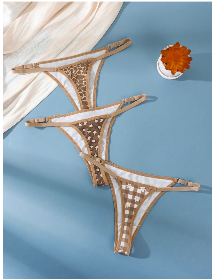 3 pack panty estampados marrones - 6114