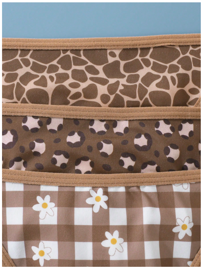 3 pack panty estampados marrones - 6114