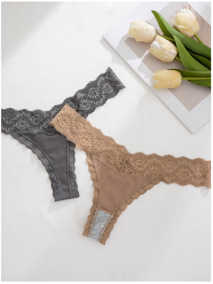 3 pack panty con encaje tonos oscuros - 6115