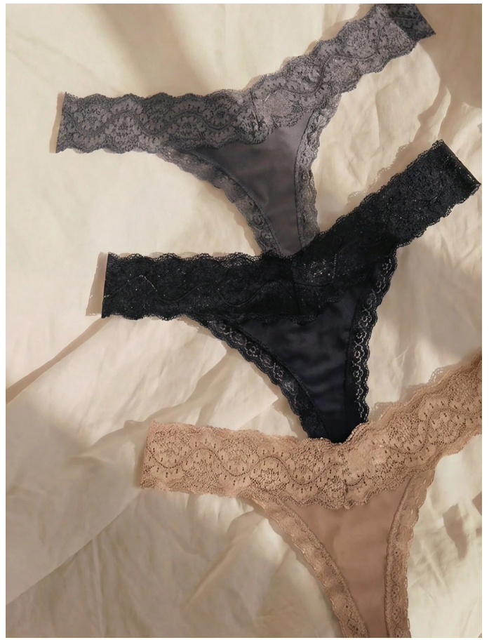 3 pack panty con encaje tonos oscuros - 6115