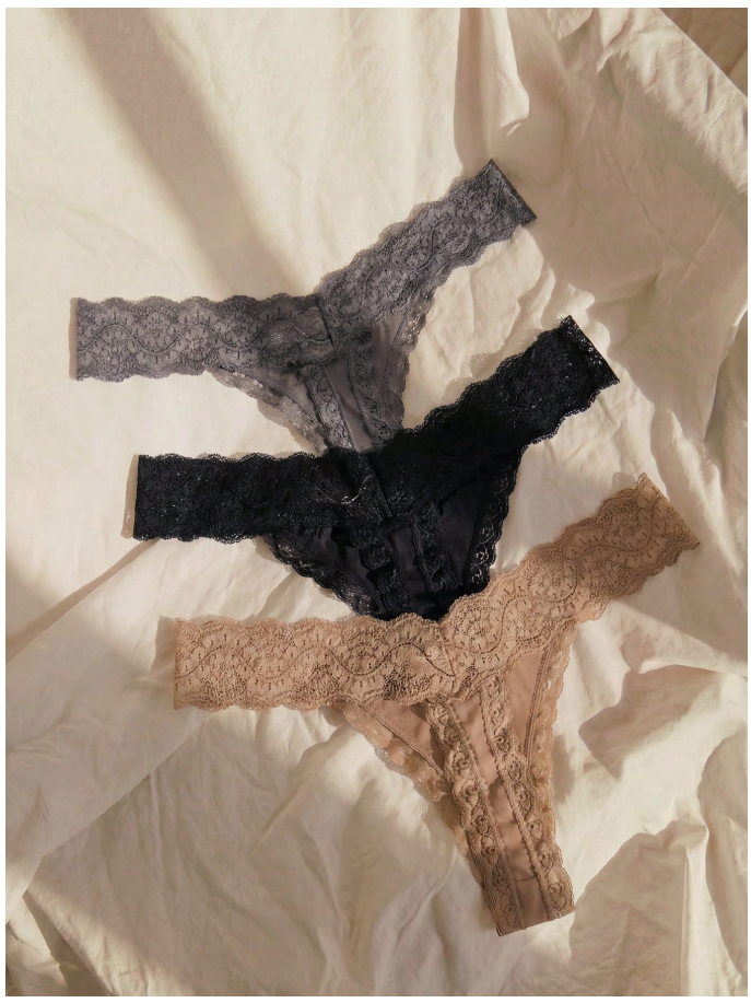 3 pack panty con encaje tonos oscuros - 6115