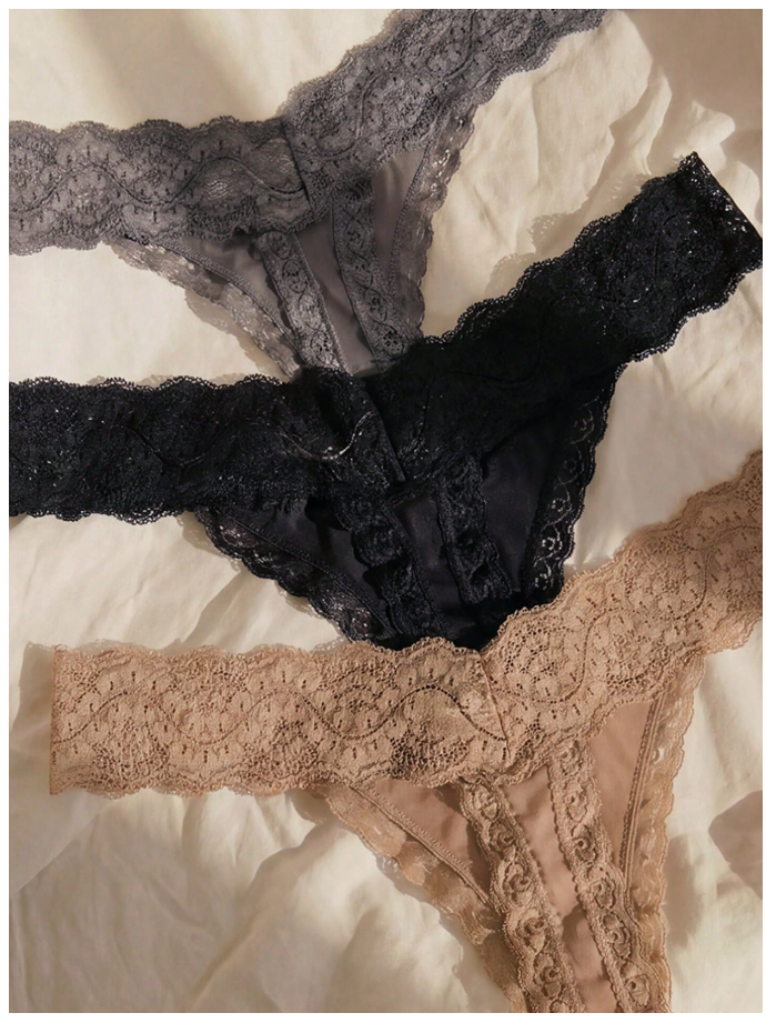 3 pack panty con encaje tonos oscuros - 6115