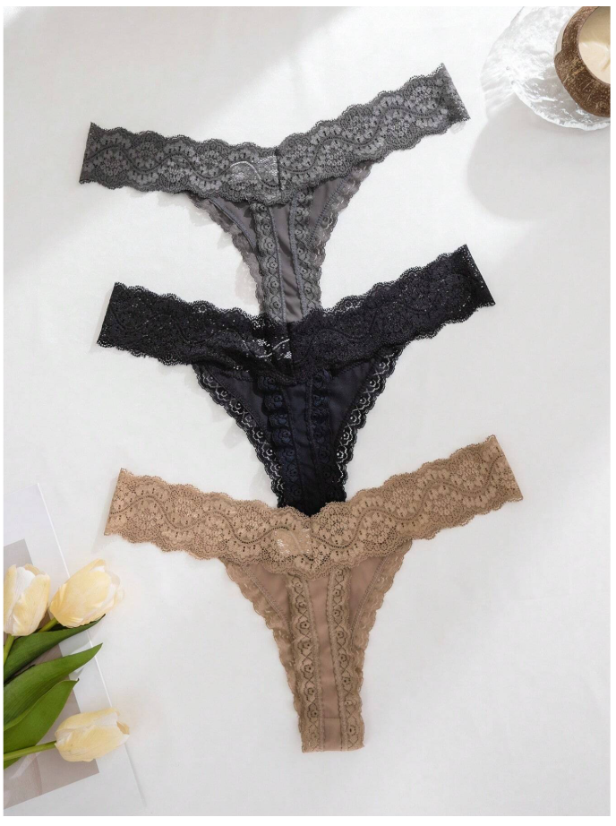 3 pack panty con encaje tonos oscuros - 6115