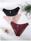 3 pack panty con encaje negro rosa & rojo - 6116