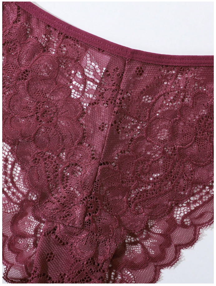 3 pack panty con encaje negro rosa & rojo - 6116