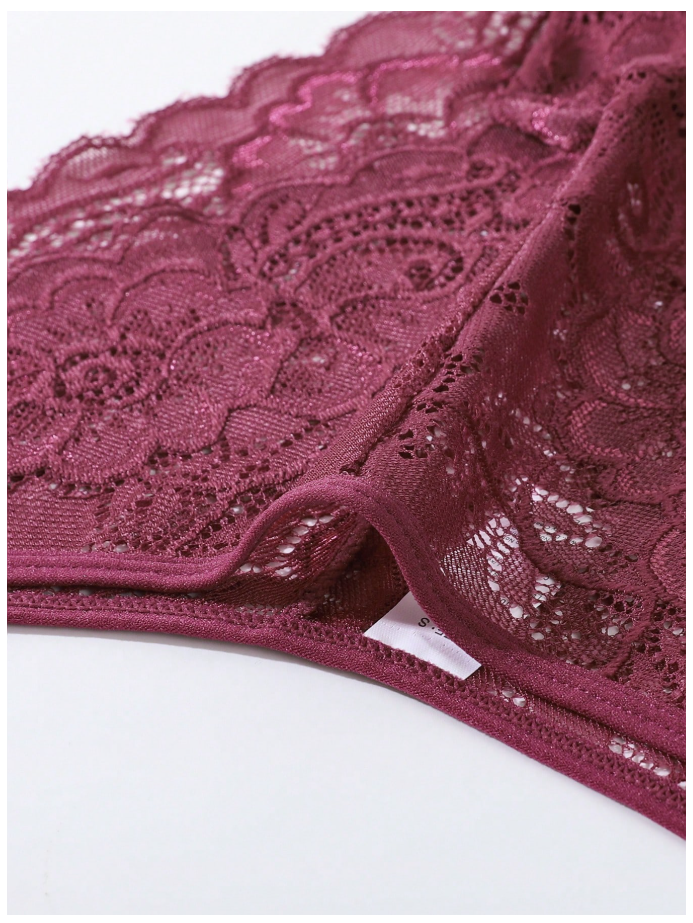 3 pack panty con encaje negro rosa & rojo - 6116
