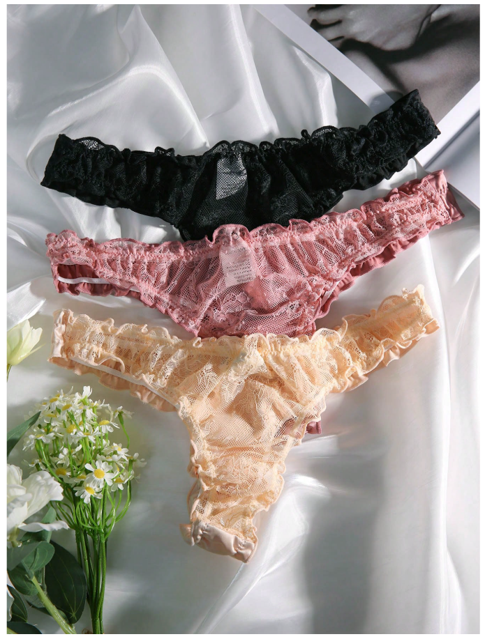3 pack panty lazo frontal ribete lechuga - 6117