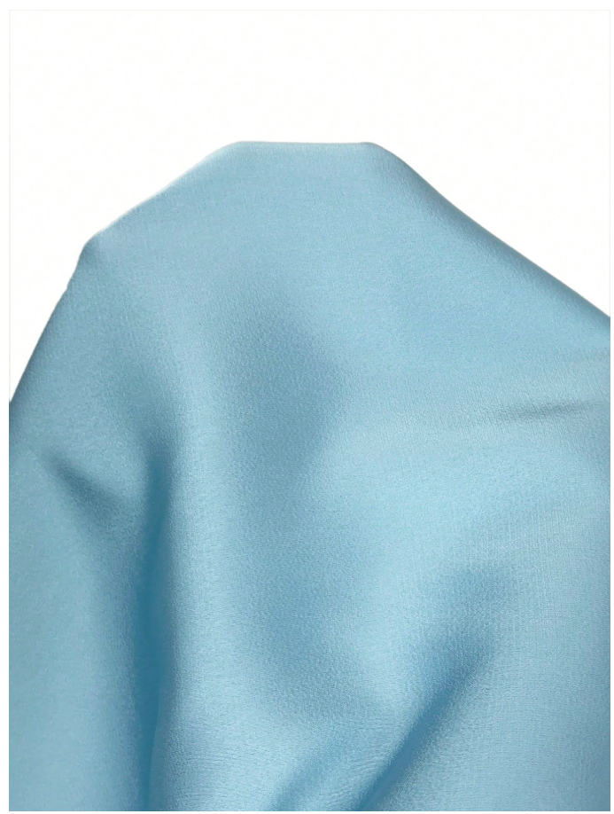 Vestido mini celeste de saten cuello alto & lazo - 6123