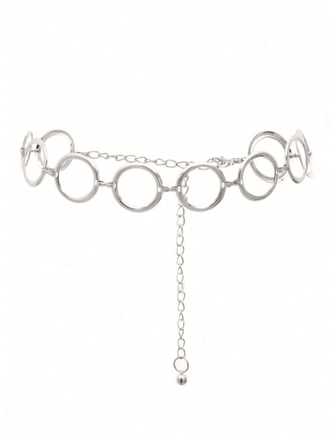 Cinturon plateado eslabones circulares grandes - 6147