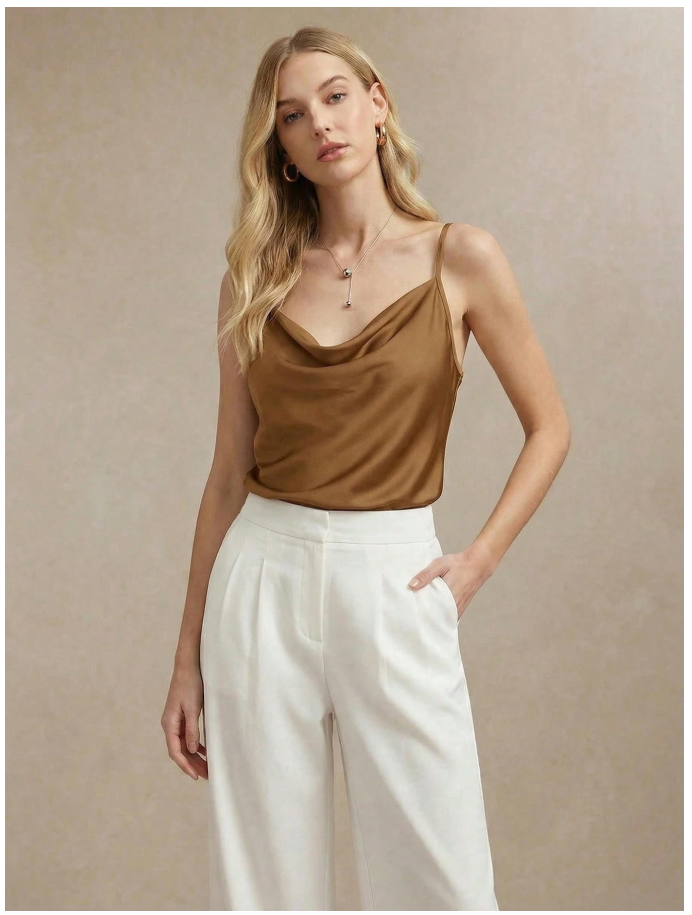 Camisa amarilla de saten con tirantes - 6150