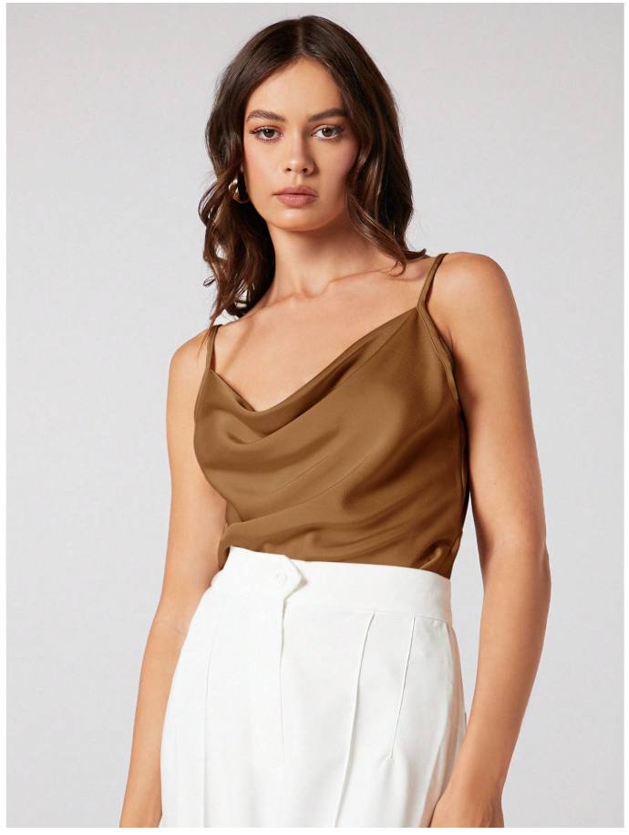 Camisa amarilla de saten con tirantes - 6150