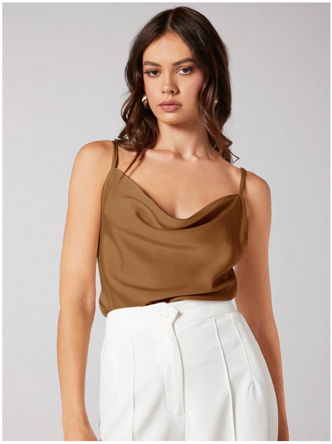 Camisa amarilla de saten con tirantes - 6150