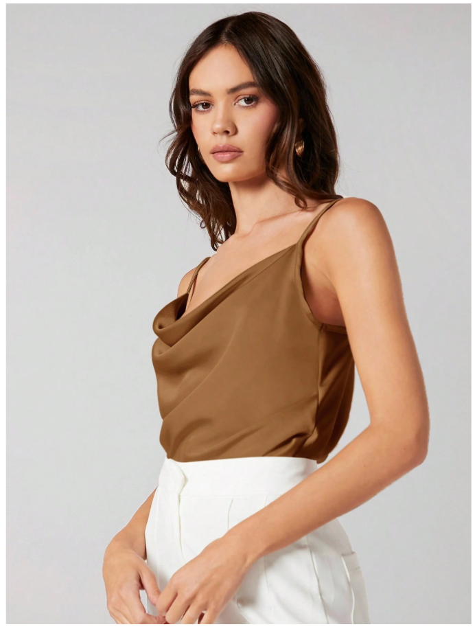 Camisa amarilla de saten con tirantes - 6150