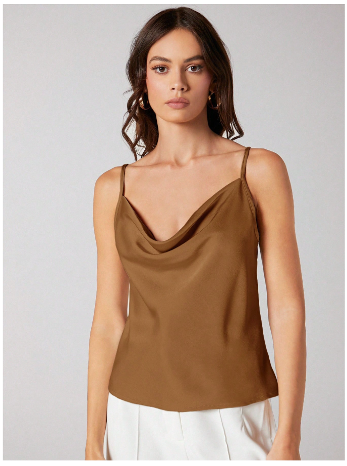 Camisa amarilla de saten con tirantes - 6150