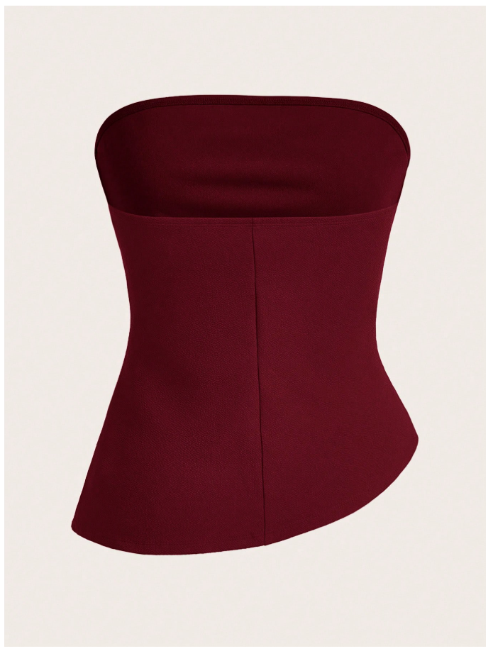 Camisa burdeos sin manga asimétrica parte inferior - 6152