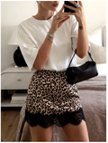 Falda animal print con encaje negro - 6154