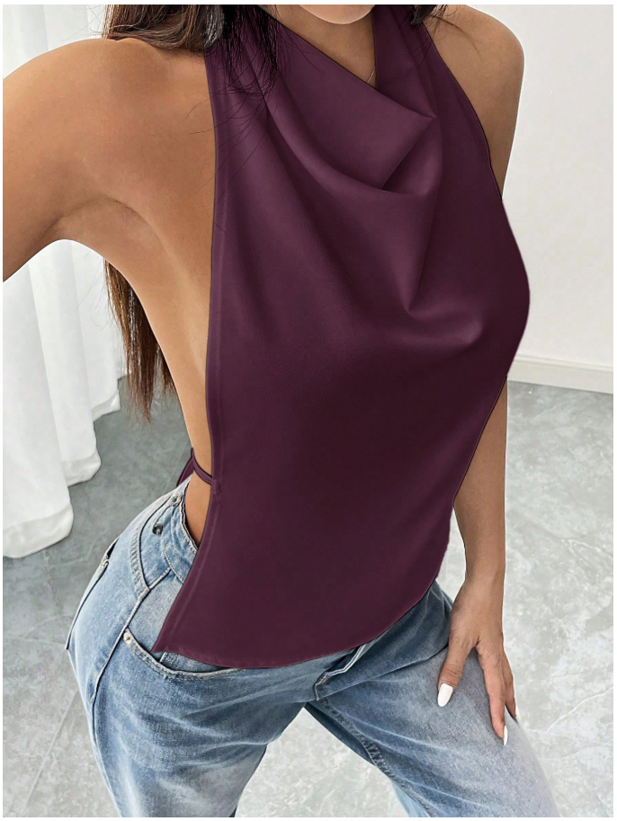 Crop top morado halter espalda descubierta - 6155