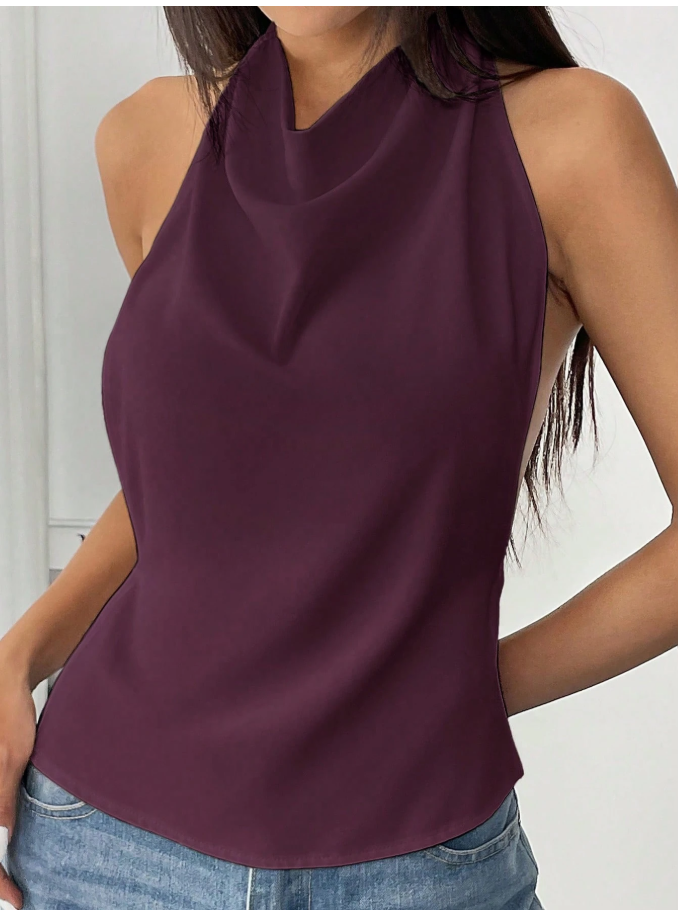 Crop top morado halter espalda descubierta - 6155