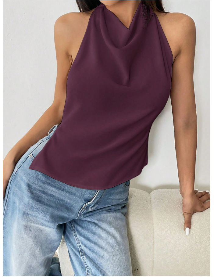 Crop top morado halter espalda descubierta - 6155