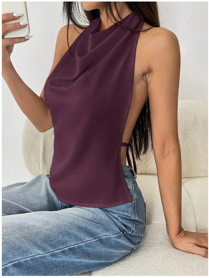 Crop top morado halter espalda descubierta - 6155
