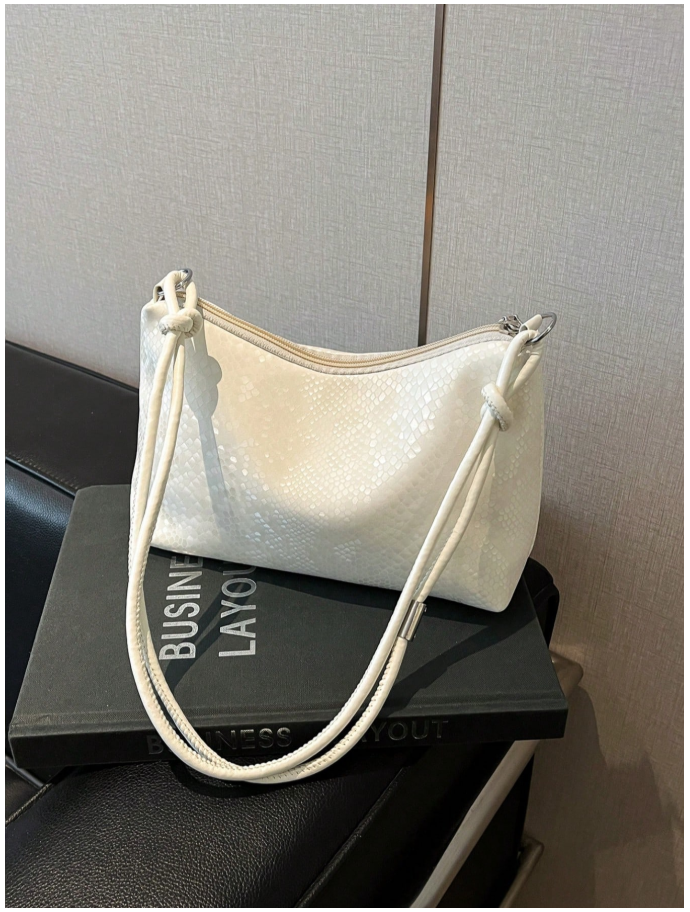Cartera blanca con textura de piel - 6163