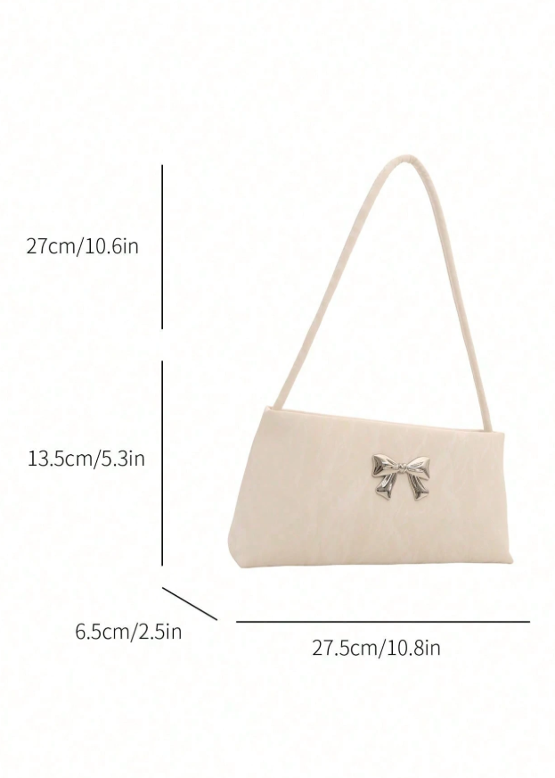 Cartera blanca con decoración de lazo metálico - 6164