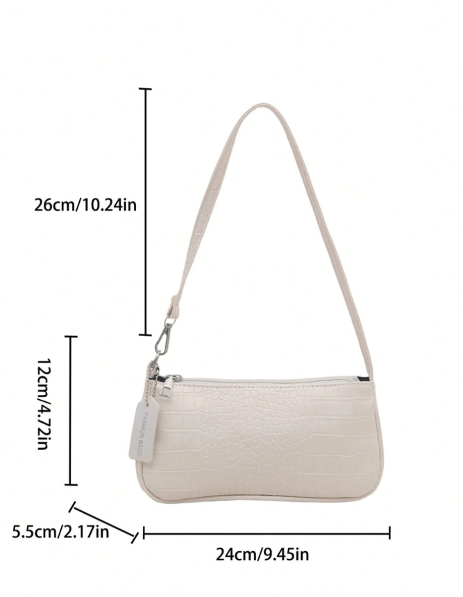 Cartera blanca con textura de piel de cocodrilo - 6165