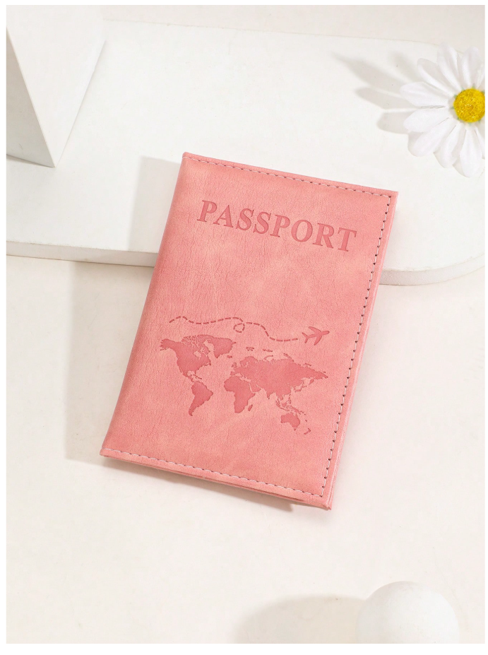 Portapasaporte rosa mapamundi - 6169