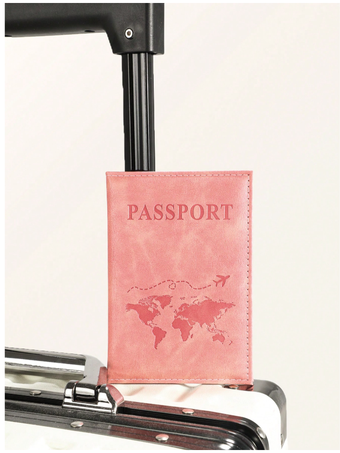 Portapasaporte rosa mapamundi - 6169