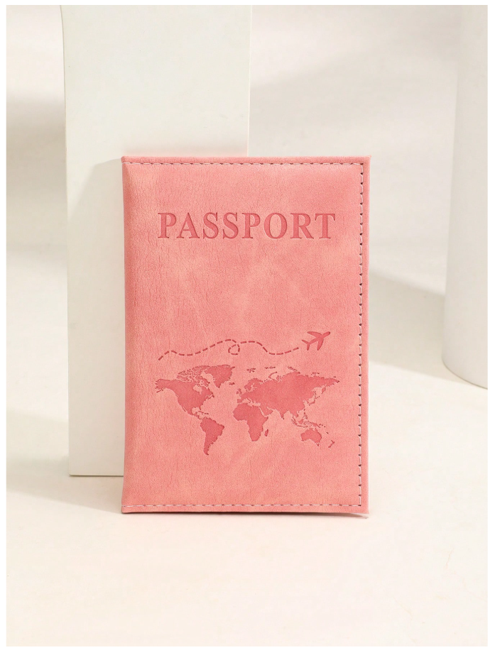 Portapasaporte rosa mapamundi - 6169