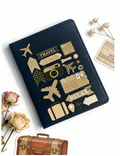 Portapasaporte negro con estampados - 6171