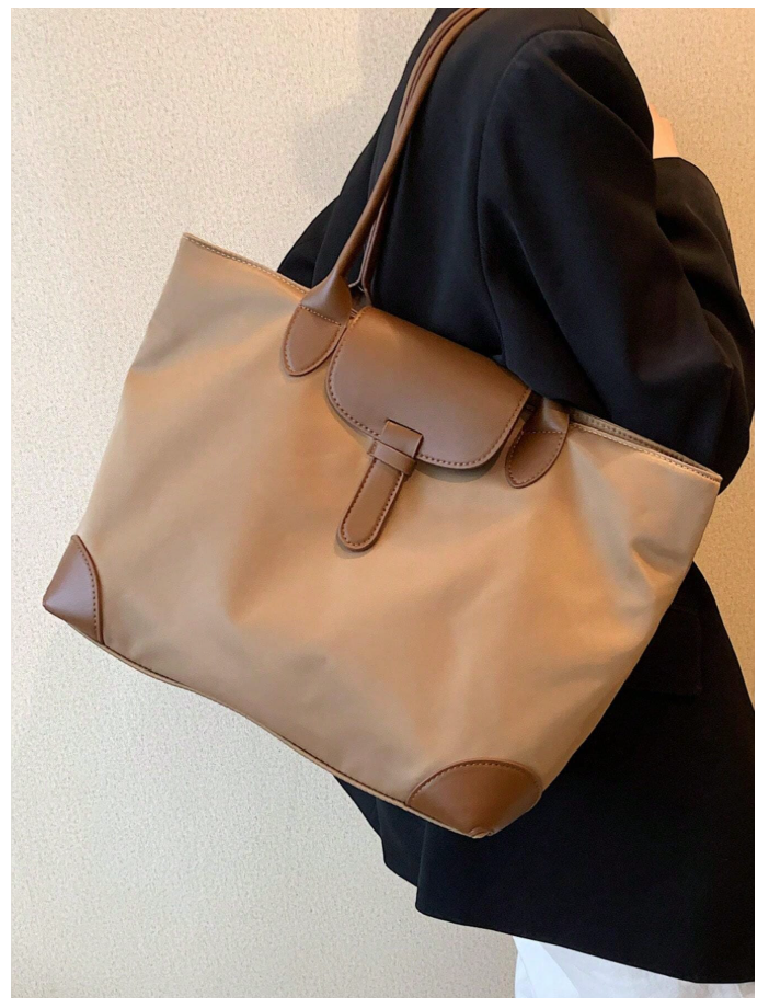 Bolso marrón de nilon grande - 6177