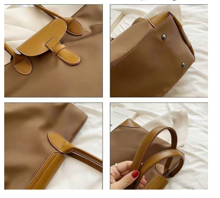 Bolso marrón de nilon grande - 6177
