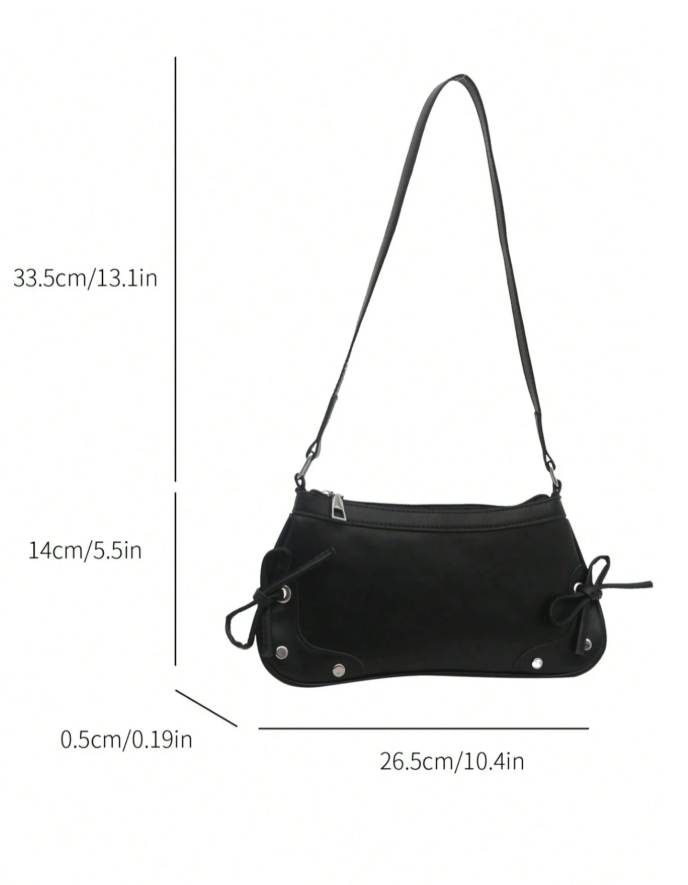 Cartera negra de cuerina con lazos - 6179