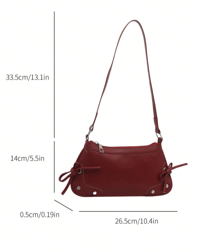 Cartera burdeos de cuerina con lazos - 6180