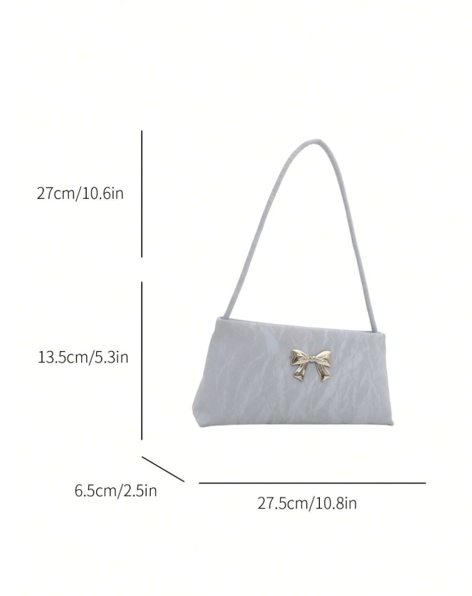 Cartera azul con decoración de lazo metálico - 6181