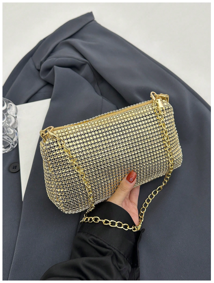 Cartera dorada agarre de cadena - 6182