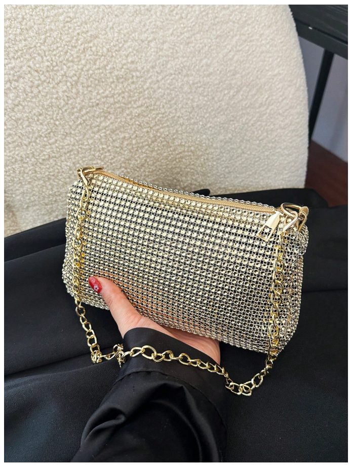 Cartera dorada agarre de cadena - 6182